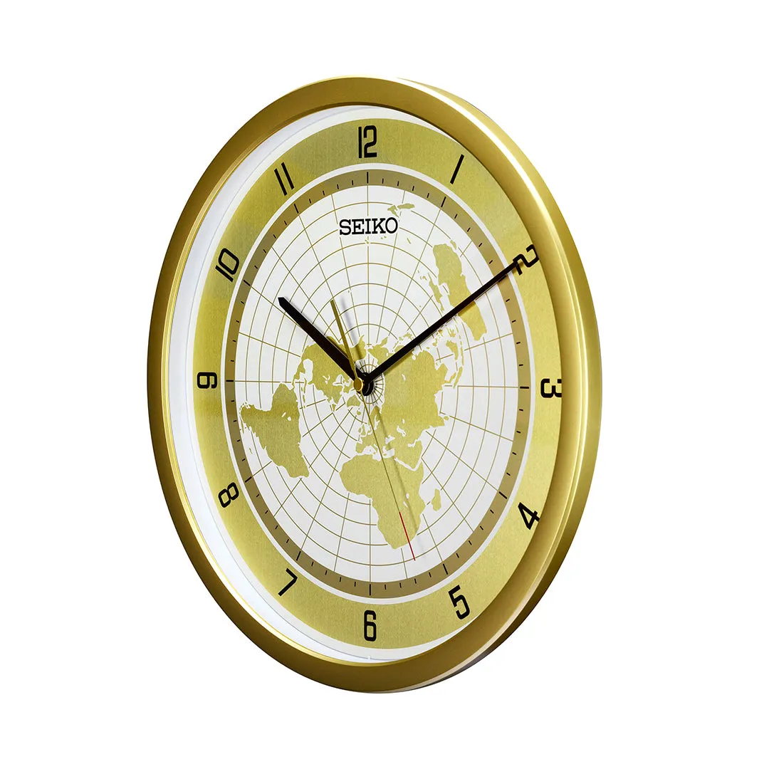 QXA814G Hazlenut Dial World Map Clock