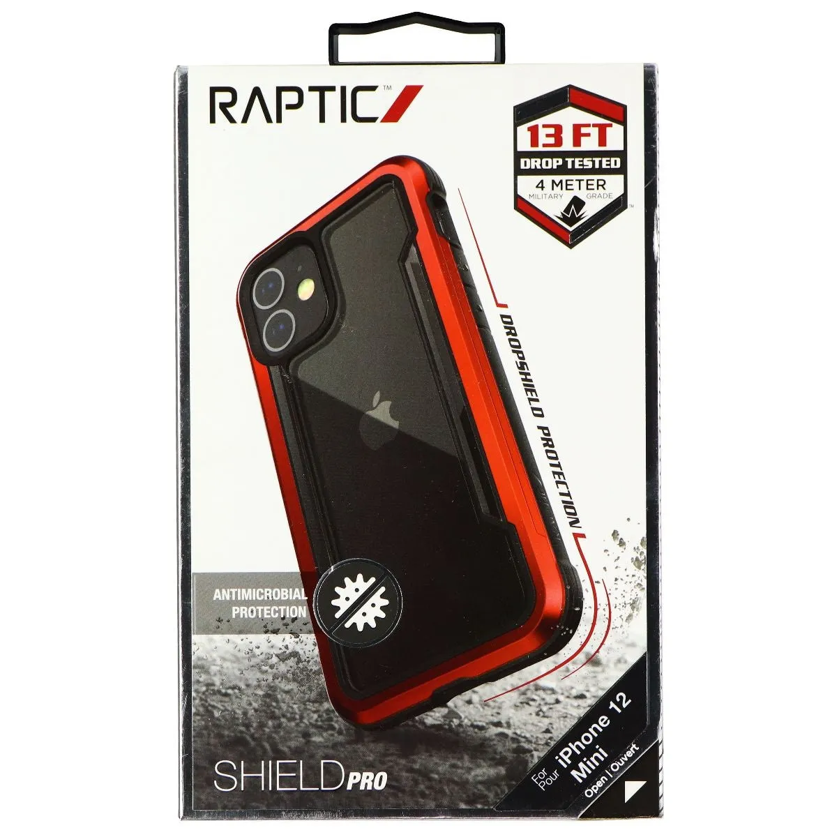 Raptic Shield Pro Series Case for iPhone 12 Mini - Red/Clear