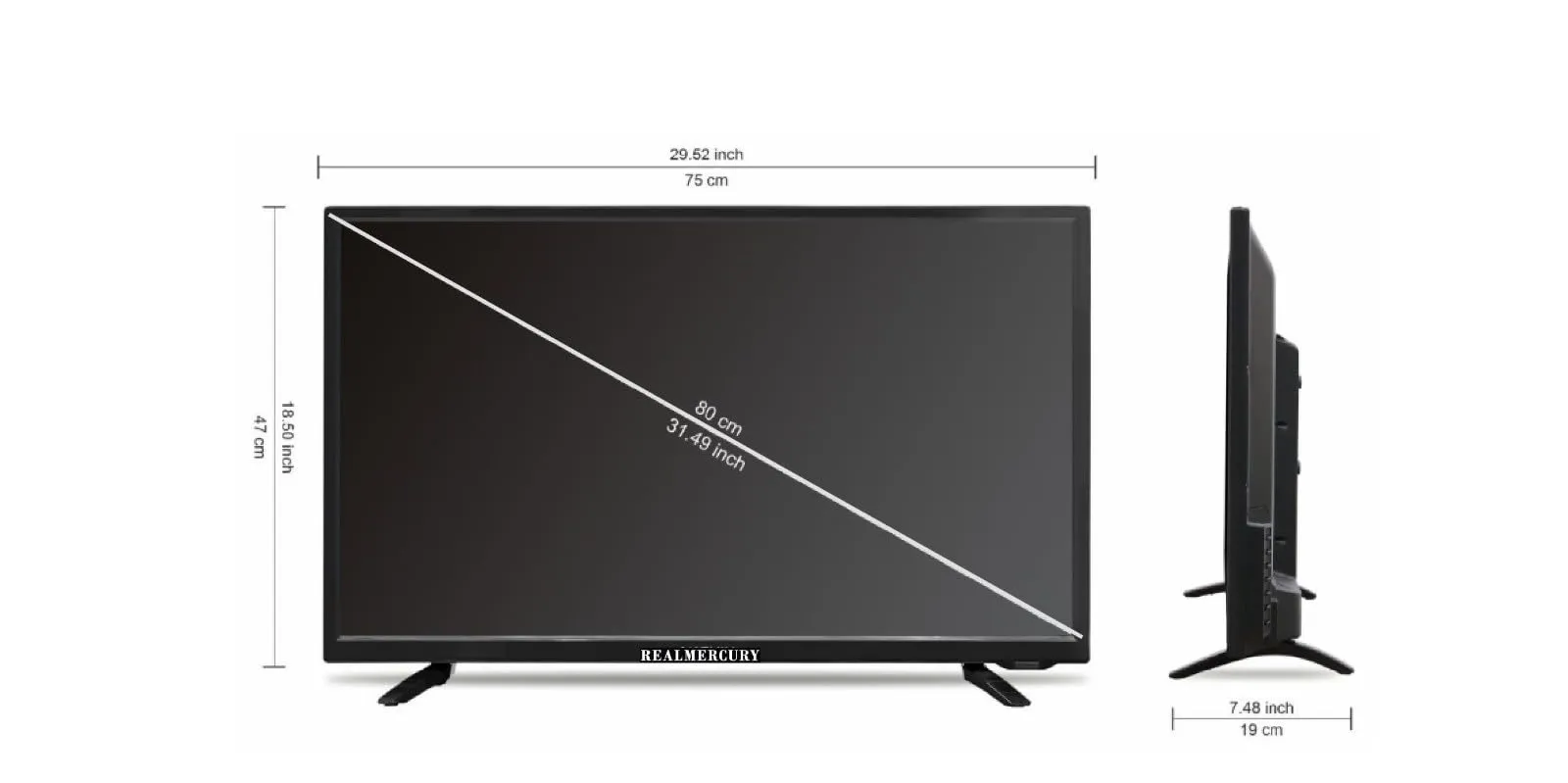 REALMERCURY 32 Inch with Bluetooth Voice Control Remote