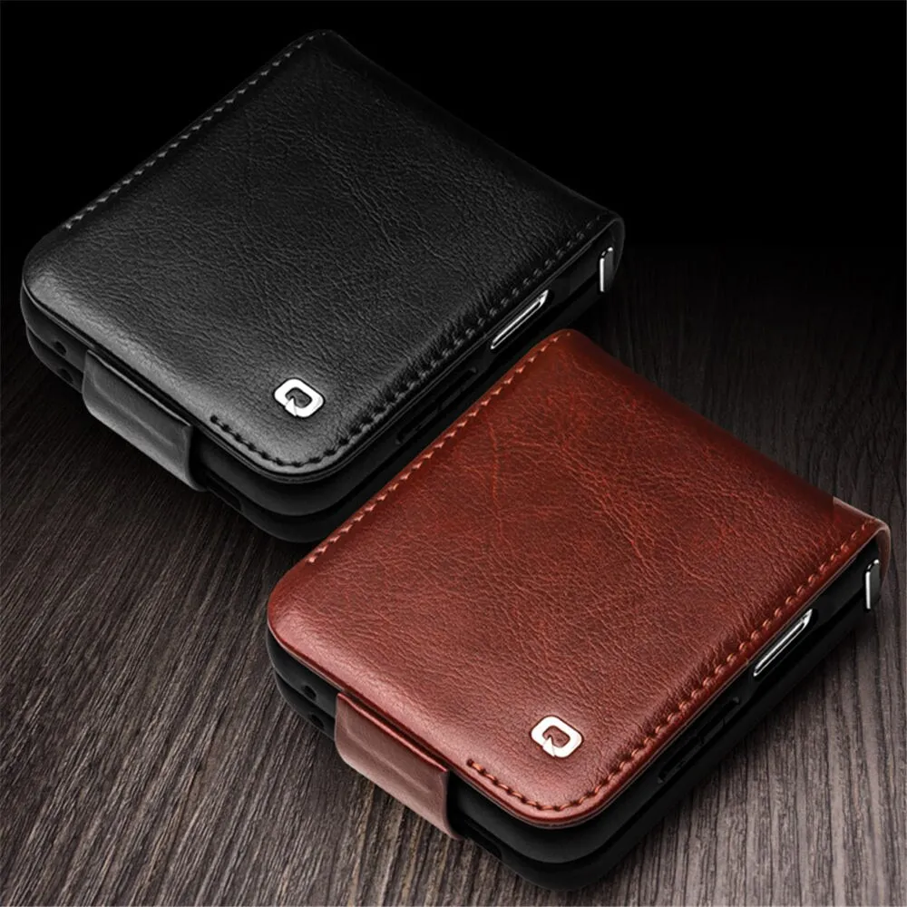 Retro Business Leather Flip Phone Case With Card Pocket For Samsung Galaxy Z Flip5