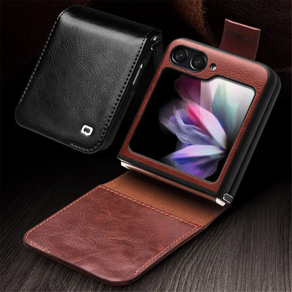 Retro Business Leather Flip Phone Case With Card Pocket For Samsung Galaxy Z Flip5