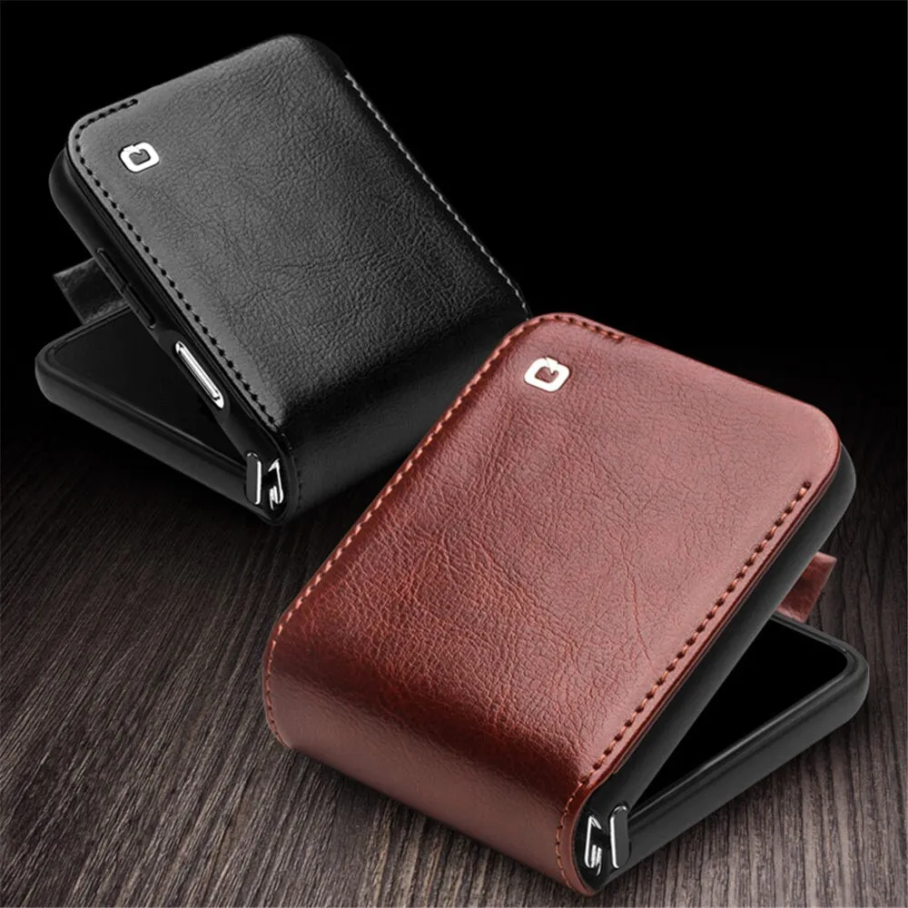 Retro Business Leather Flip Phone Case With Card Pocket For Samsung Galaxy Z Flip5