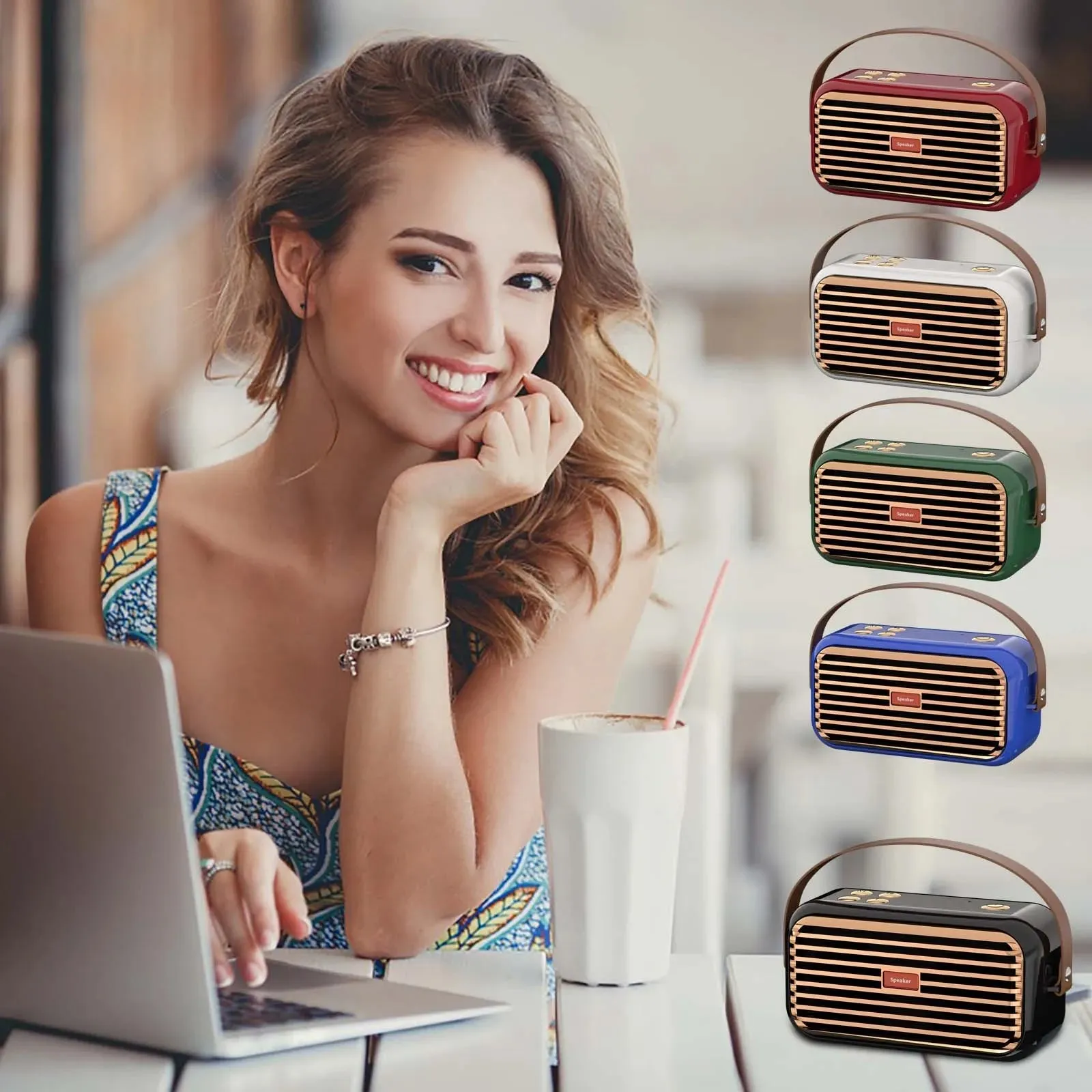 Retro Smart Wireless Speaker Portable for Desktop PC With High-Quality Stereo Hifi Sound