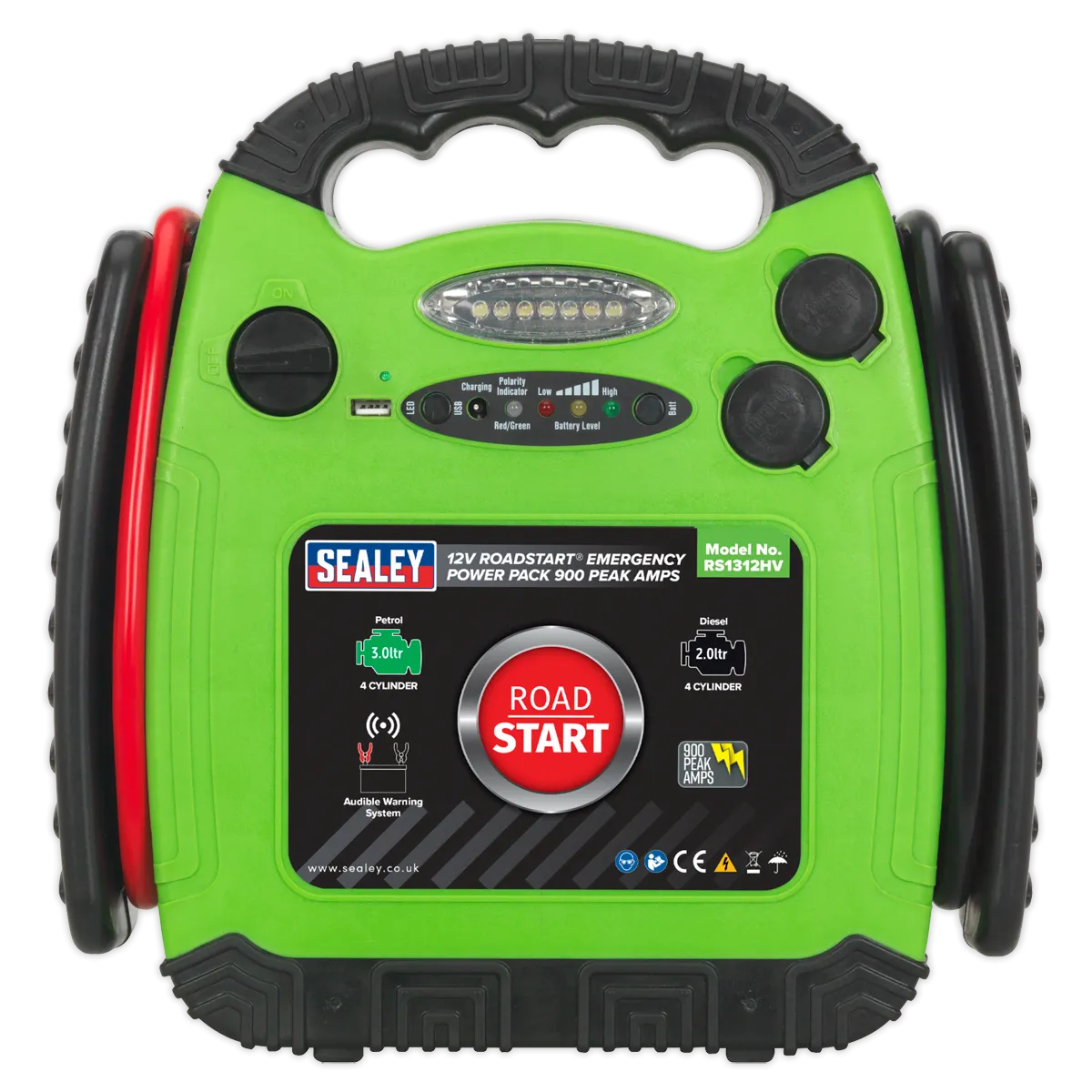 RoadStart¨ Emergency Jump Starter 12V 900 Peak Amps Hi-Vis Green