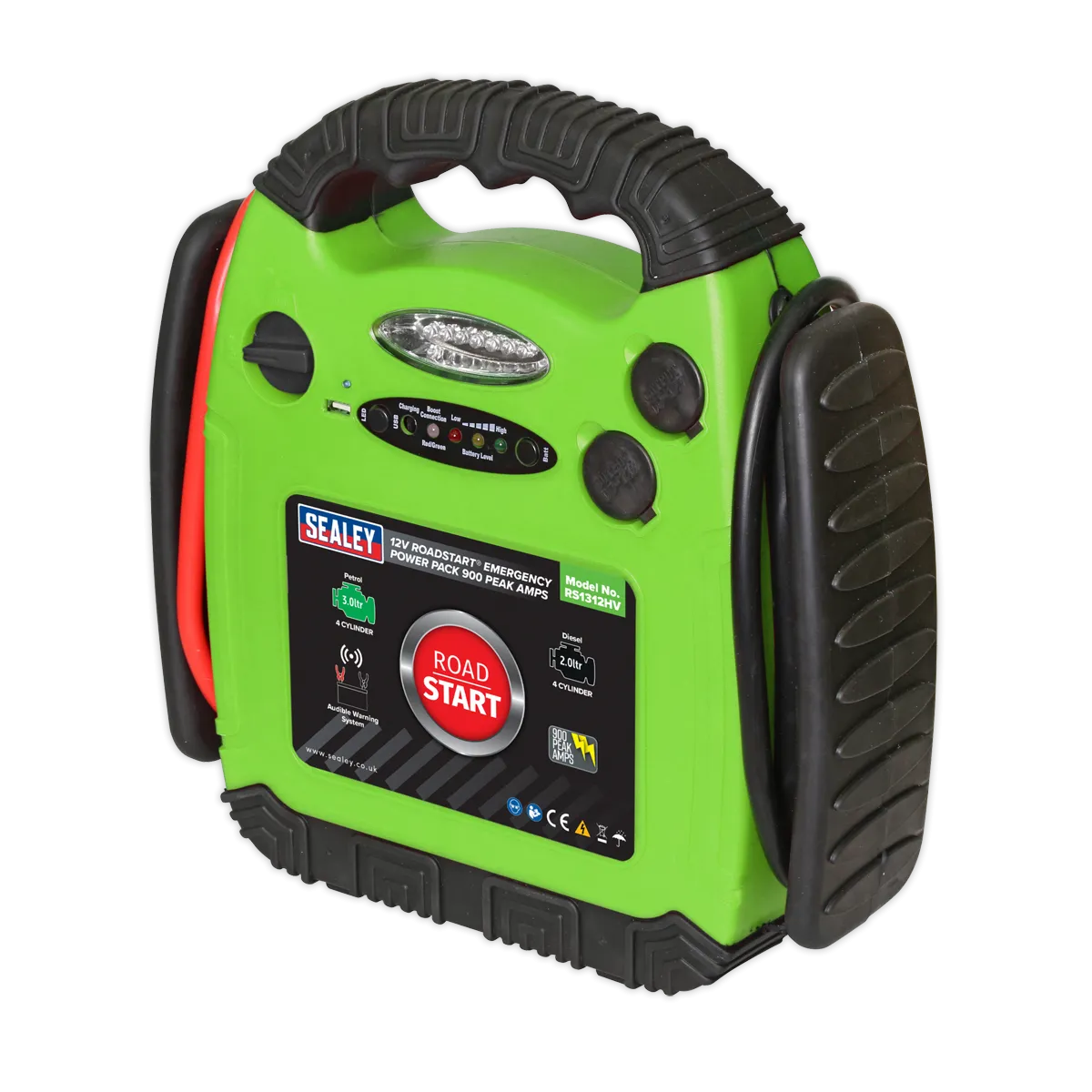 RoadStart¨ Emergency Jump Starter 12V 900 Peak Amps Hi-Vis Green