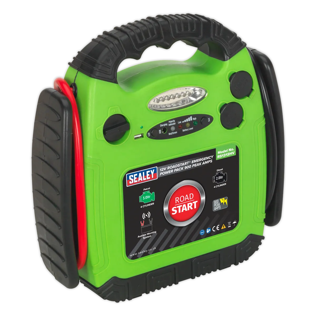 RoadStart¨ Emergency Jump Starter 12V 900 Peak Amps Hi-Vis Green