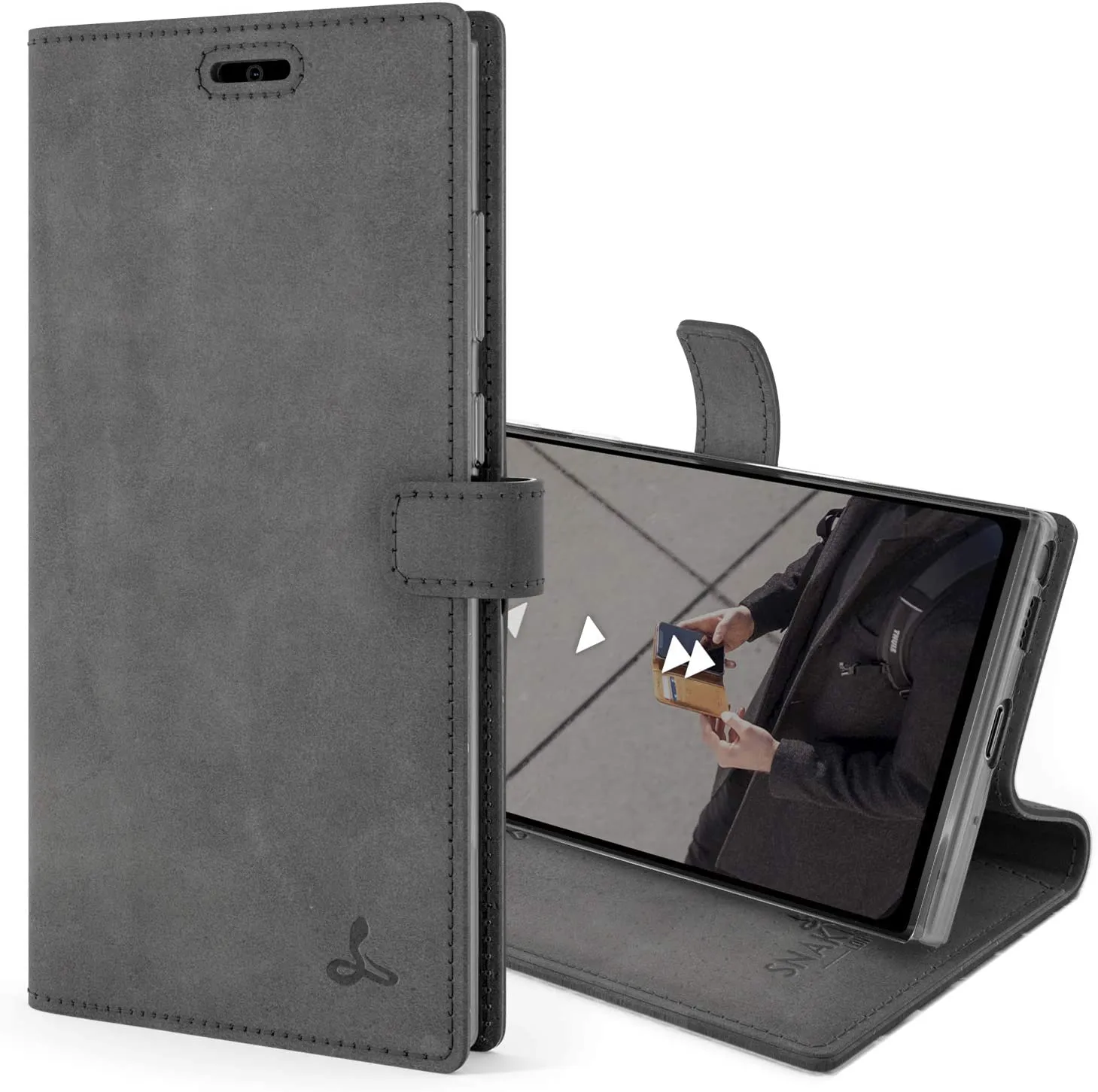 Samsung Galaxy Note 20 Ultra Real Leather Wallet Phone Case Black