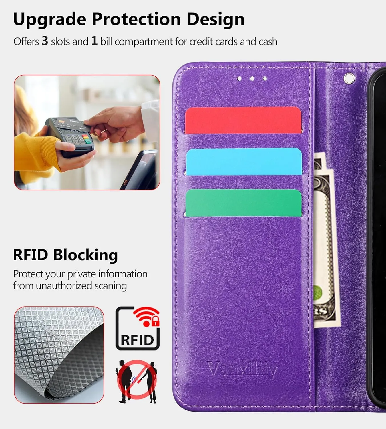 Samsung Galaxy S24 Plus Case Wallet RFID Blocking PU Leather Case