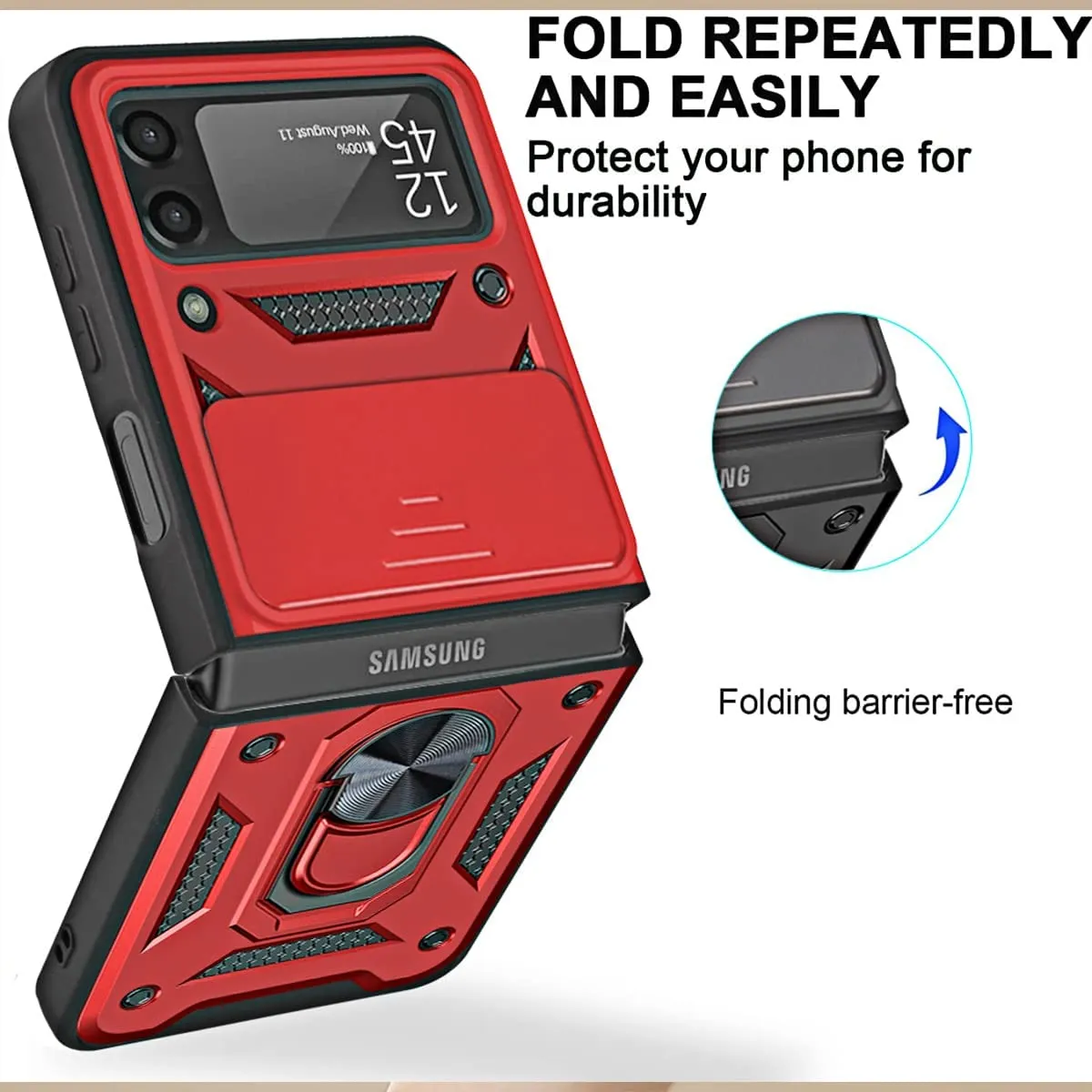 Samsung Galaxy Z Flip 3 Case | Military Grade Cover with Magnetic Kickstand Car Mount