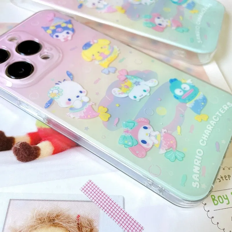 Sanrio Pastel Mermaid  | My Melody Kuromi Cinnamoroll Pompompurin Pochacco Hangyodon iPhone Case 13 14 15 Pro Promax