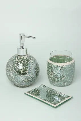 Set Of 3 Pieces Corfu Mosaic Emerald Bathroom Set