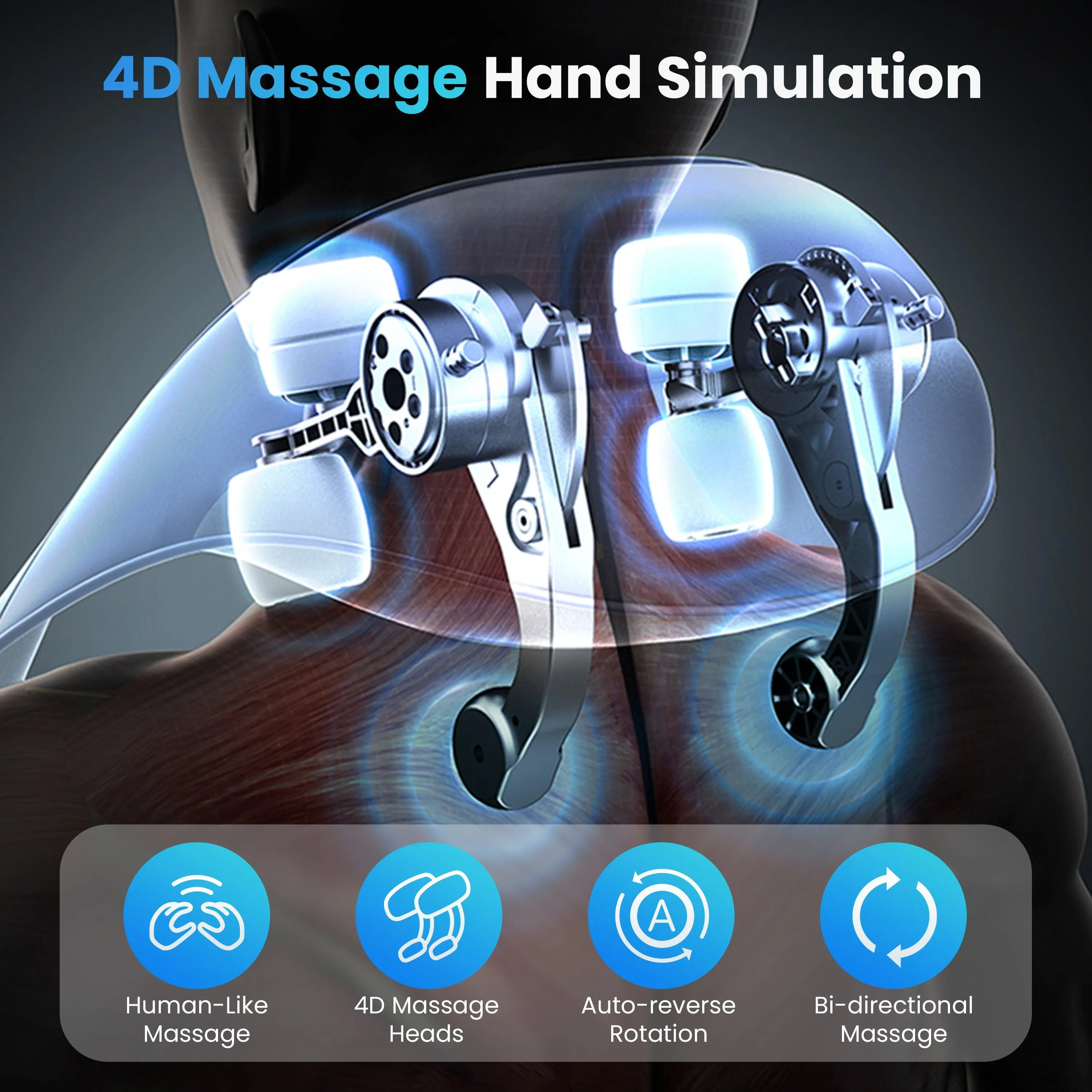 Shiatsu Neck and Shoulder Massager, 4D Deep Kneading Cordless Neck and Back Massager with Heat and Vibration CF-6811