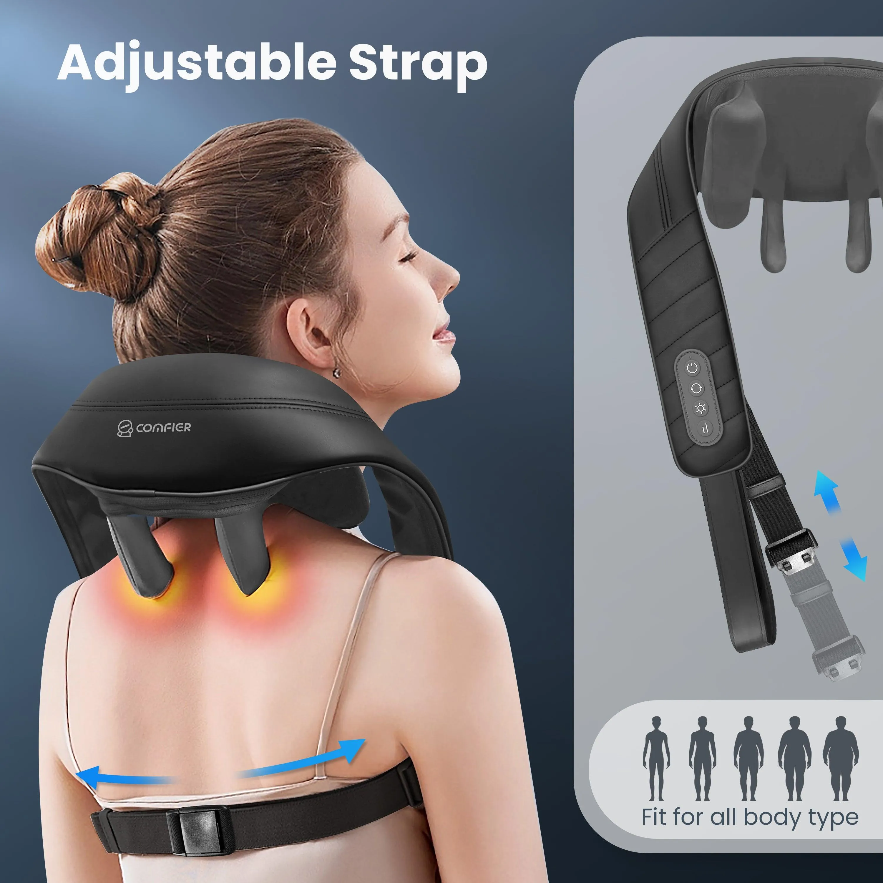 Shiatsu Neck and Shoulder Massager, 4D Deep Kneading Cordless Neck and Back Massager with Heat and Vibration CF-6811