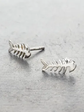 Skeleton Fish Post Earrings