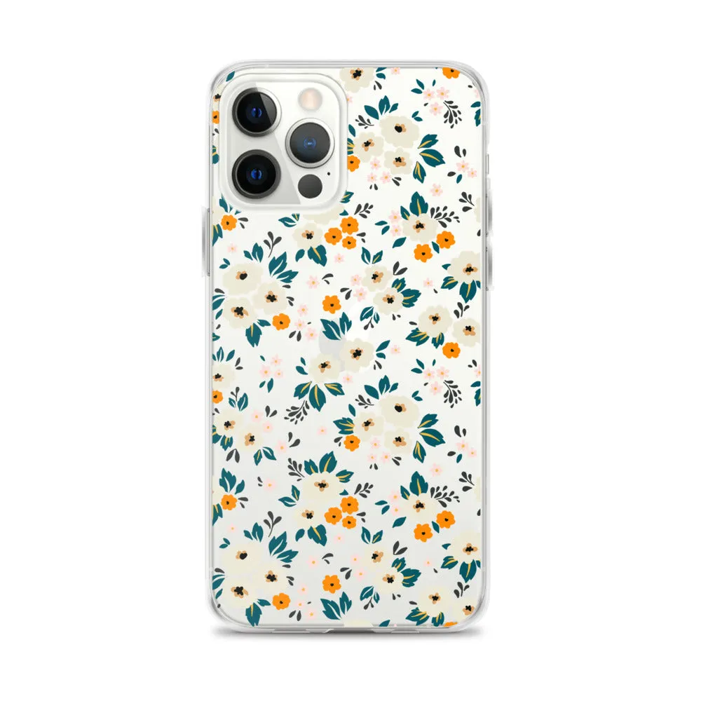 Small Flower Pattern Clear iPhone 15 14 13 12 Pro Max Case, Floral Print Cute Aesthetic iPhone 11 Mini SE 2020 XS XR X 8 7 Plus Transparent