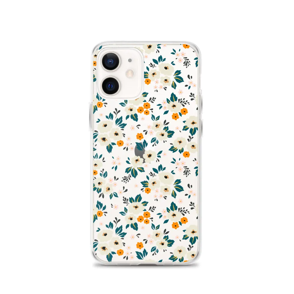 Small Flower Pattern Clear iPhone 15 14 13 12 Pro Max Case, Floral Print Cute Aesthetic iPhone 11 Mini SE 2020 XS XR X 8 7 Plus Transparent