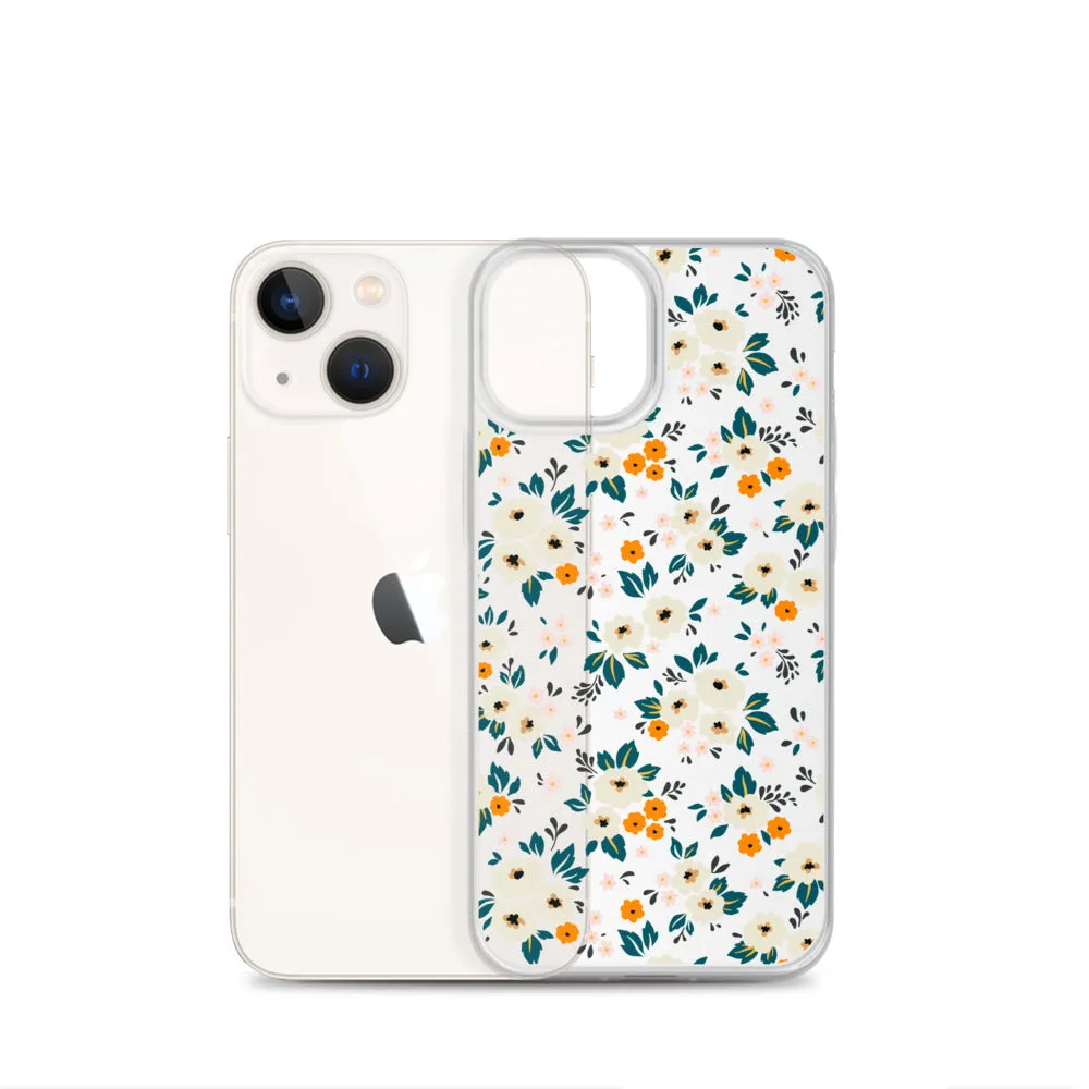 Small Flower Pattern Clear iPhone 15 14 13 12 Pro Max Case, Floral Print Cute Aesthetic iPhone 11 Mini SE 2020 XS XR X 8 7 Plus Transparent