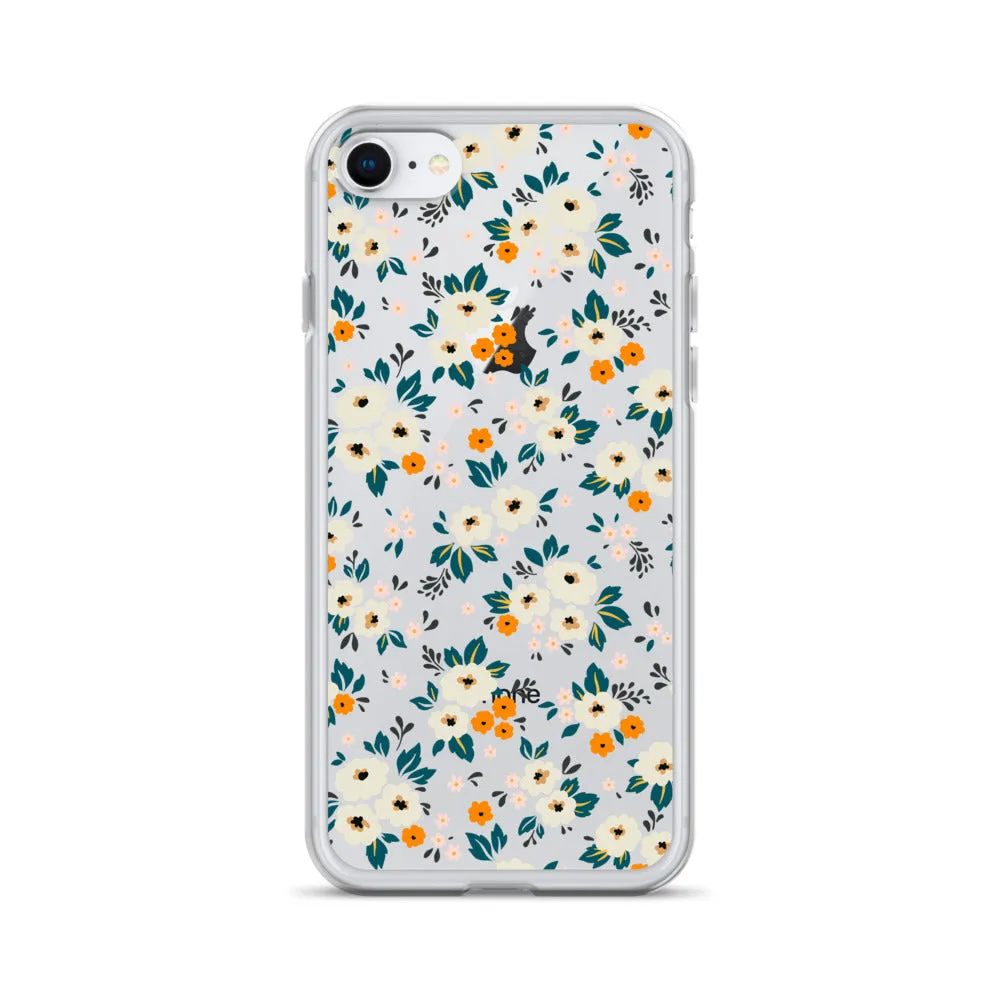 Small Flower Pattern Clear iPhone 15 14 13 12 Pro Max Case, Floral Print Cute Aesthetic iPhone 11 Mini SE 2020 XS XR X 8 7 Plus Transparent