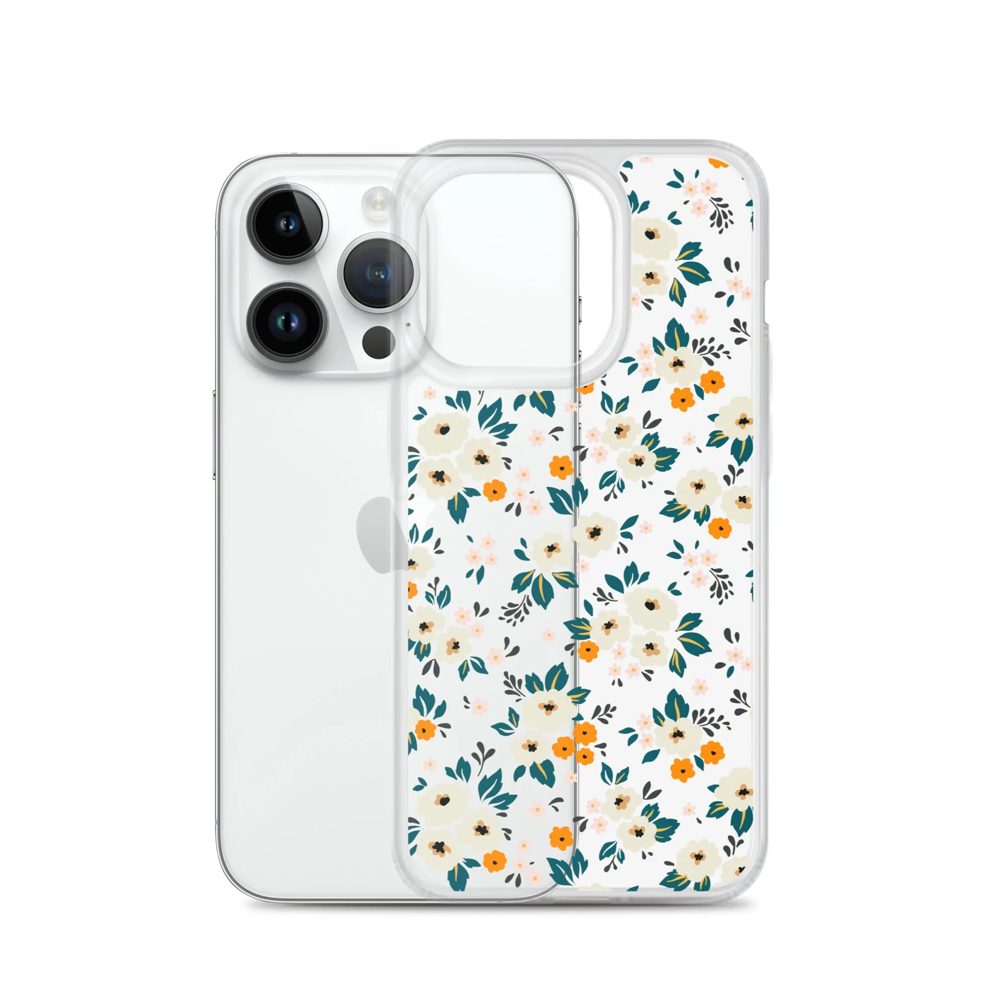 Small Flower Pattern Clear iPhone 15 14 13 12 Pro Max Case, Floral Print Cute Aesthetic iPhone 11 Mini SE 2020 XS XR X 8 7 Plus Transparent