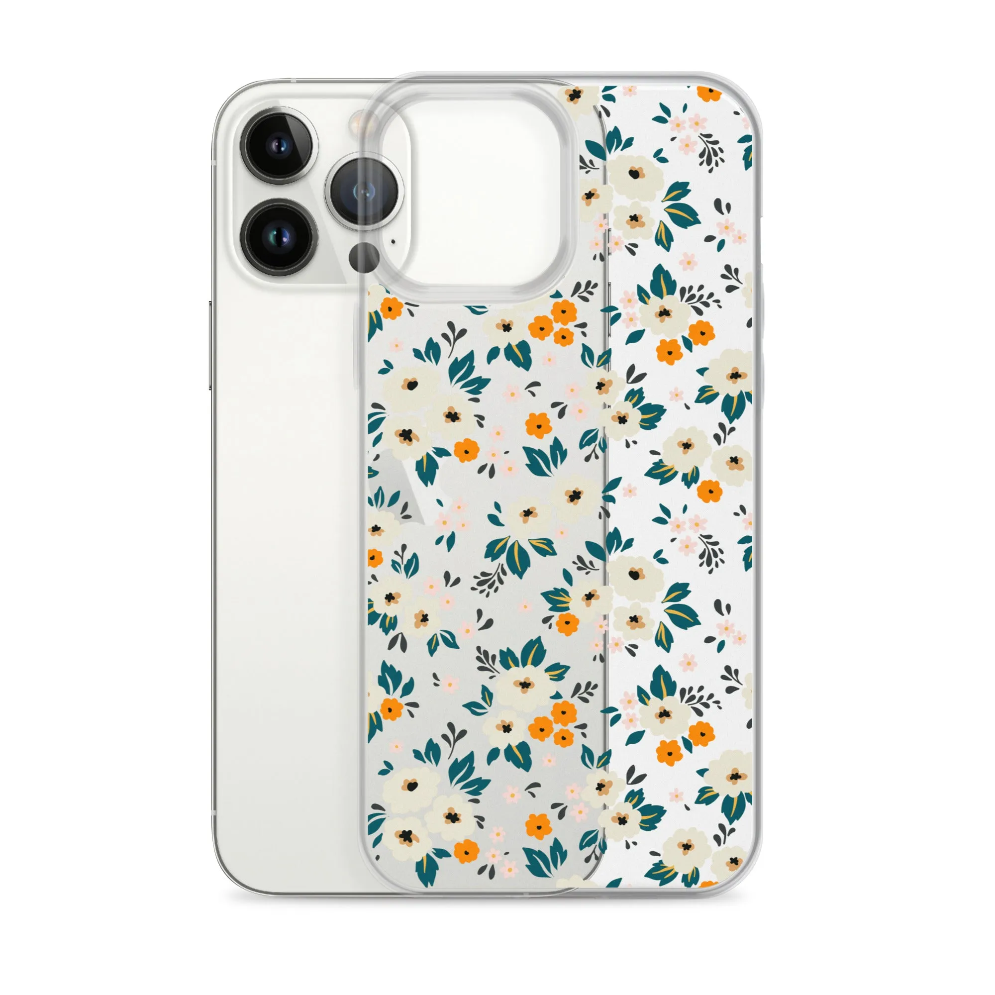 Small Flower Pattern Clear iPhone 15 14 13 12 Pro Max Case, Floral Print Cute Aesthetic iPhone 11 Mini SE 2020 XS XR X 8 7 Plus Transparent