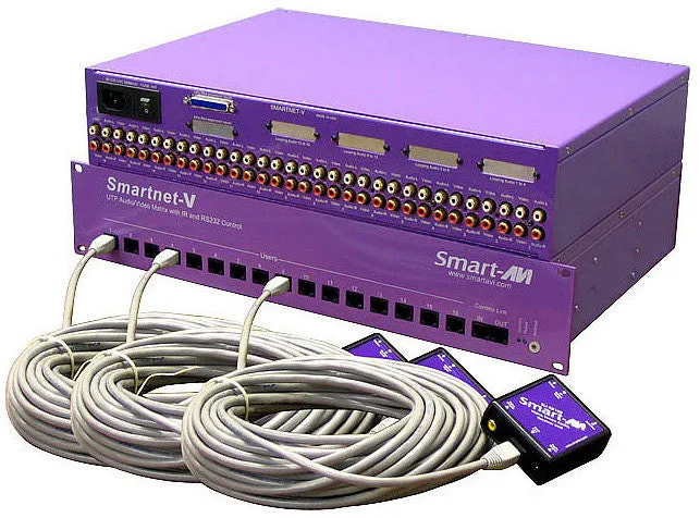 SmartAVI SNV16X08S Composite Video/Audio/IR over CAT5 16x8 Matrix with RS-232