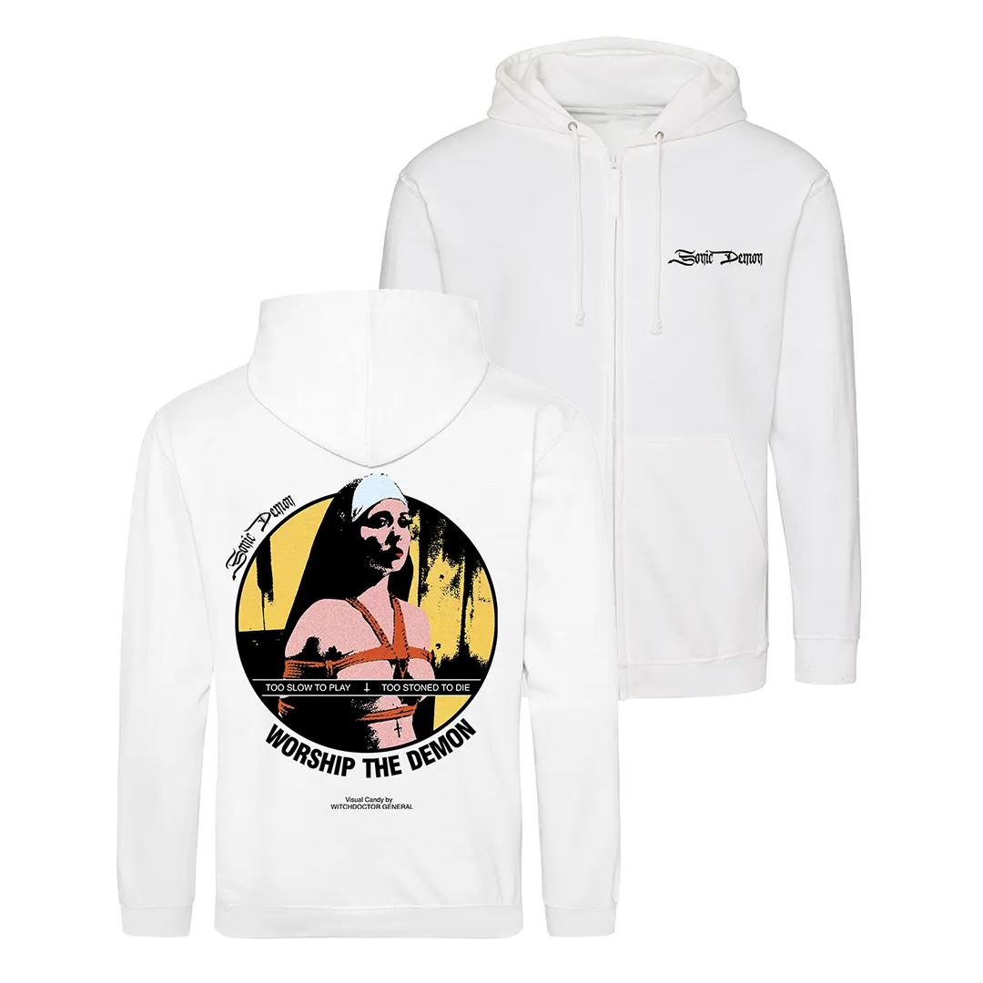 Sonic Demon - Nun Zip Hoodie - White