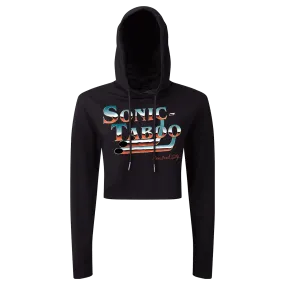 Sonic Taboo - Chrome Logo Women’s Crop Hoodie T-Shirt - Black