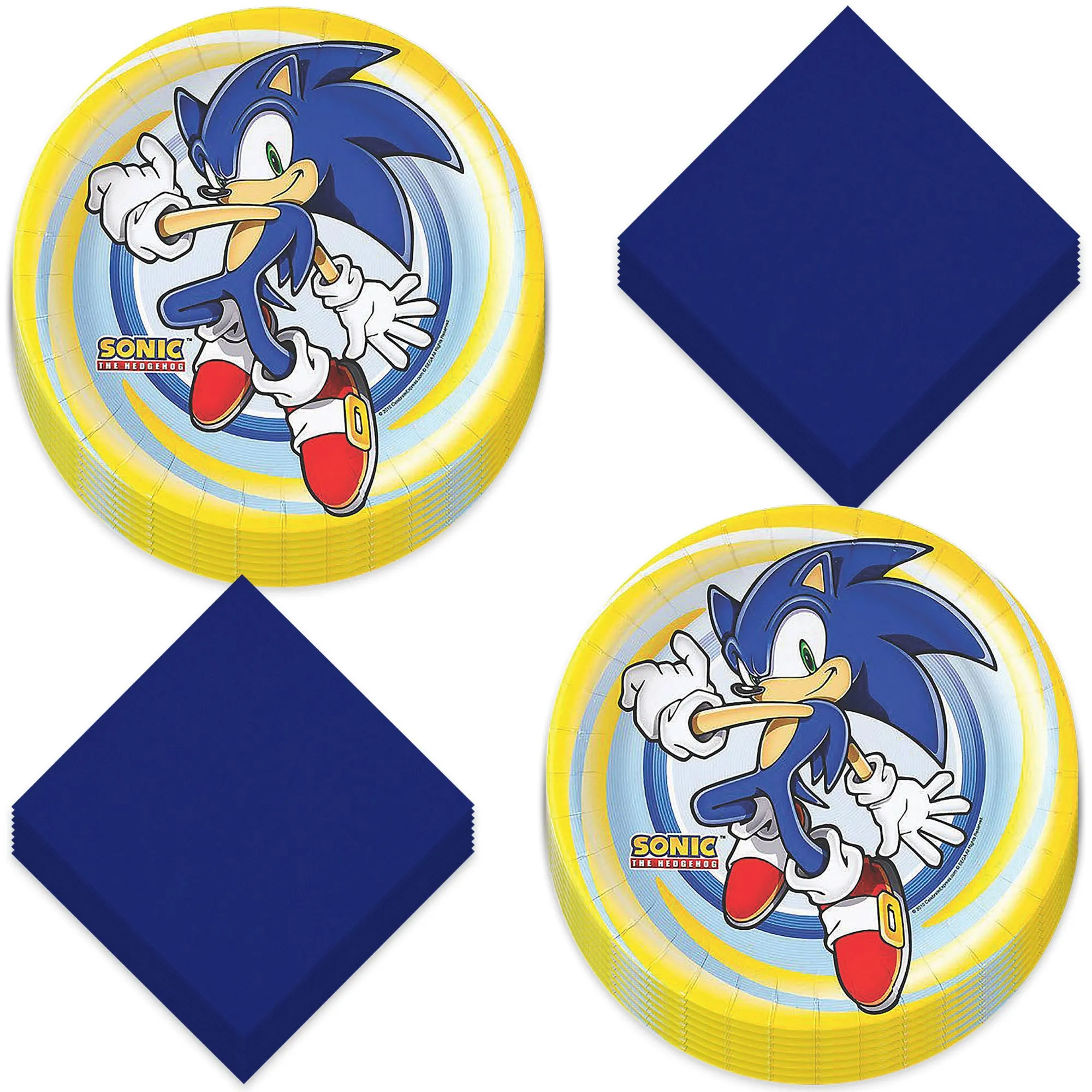 Sonic the Hedgehog Party Paper Dinner Plates and Luncheon Napkins (Serves 16)