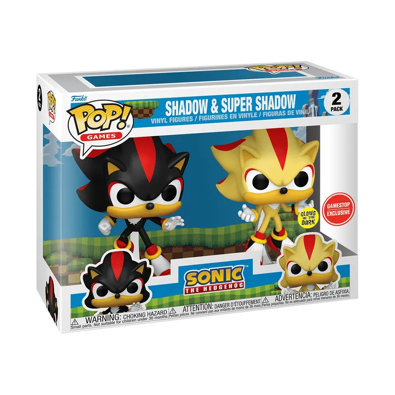 Sonic the Hedgehog Shadow & Super Shadow (Glow) 2-pack Gamestop Exclusive