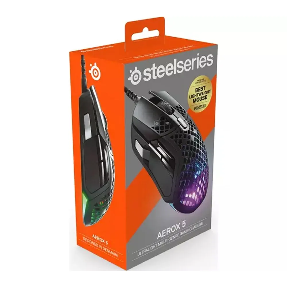 SteelSeries Aerox 5 RGB Ultra Lightweight Multi-Genre 9 Programmable Buttons Gaming Mouse (62401)