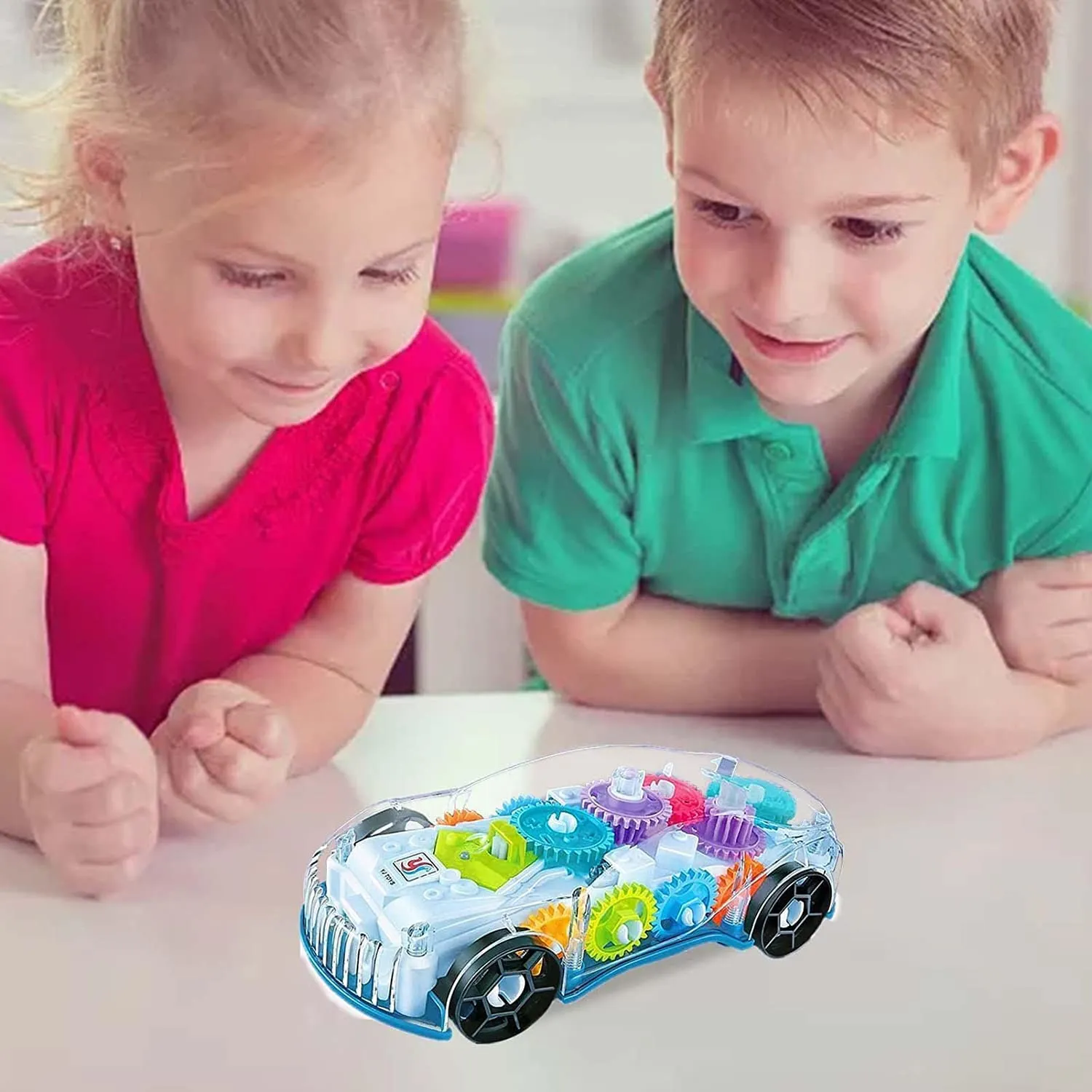 Storio 3D Baby Car Toy with 360 Degree Rotation, Gear Simulation Mechanical Car with Sound Music & Light Toys for Kids Boys & Girls