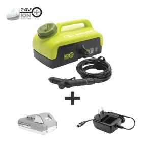 Sun Joe 24V iON  Cordless Go-Anywhere Portable Sink/Shower Spray Washer Kit | 2.5 Gal | w/ 2.0Ah Battery   Charger