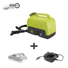 Sun Joe 24V iON  Cordless Go-Anywhere Portable Sink/Shower Spray Washer Kit | 5 Gal | w/ 2.0Ah Battery   Charger