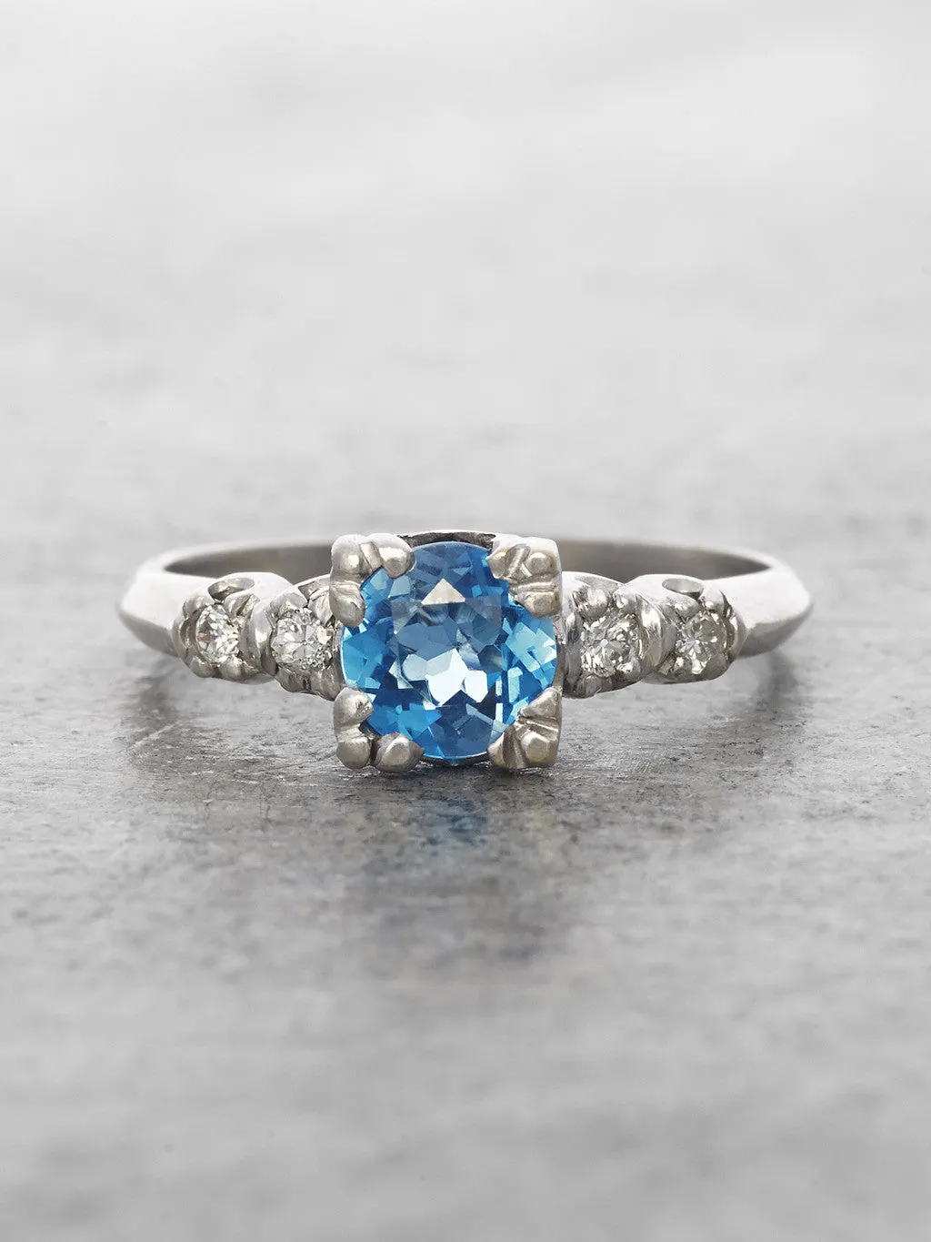 Swiss Blue Topaz Platinum 1930's Ring