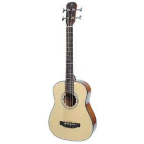 Timberidge 'TR Series' Spruce Solid Top Acoustic-Electric Bass Travel Guitar with Gig Bag (Natural Gloss)