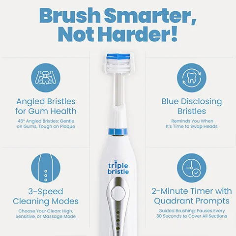 Triple Bristle Go 3-sided Sonic Travel Toothbrush