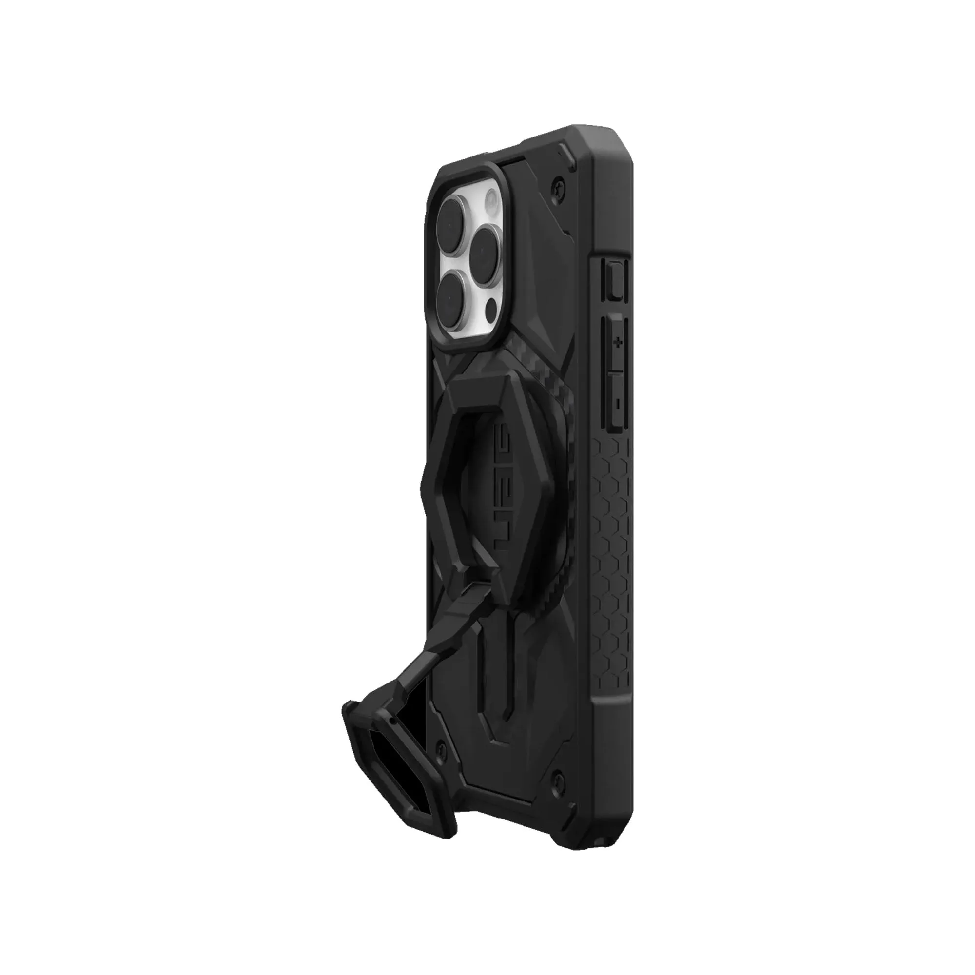 UAG Monarch Pro Magsafe Bundle - Carbon Fiber Case   Black Ring Stand for iPhone 16 Pro Max