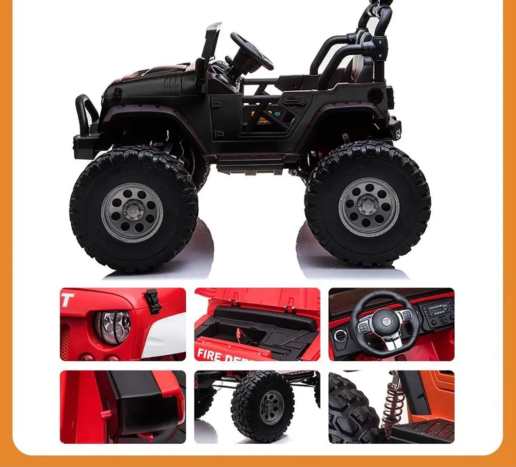 Upgraded 2025 Licensed 12V Off-Road Lifted JEEP Wrangler | Leather Seats | Rubber Tires | 2 Seater | 4x4 | Remote