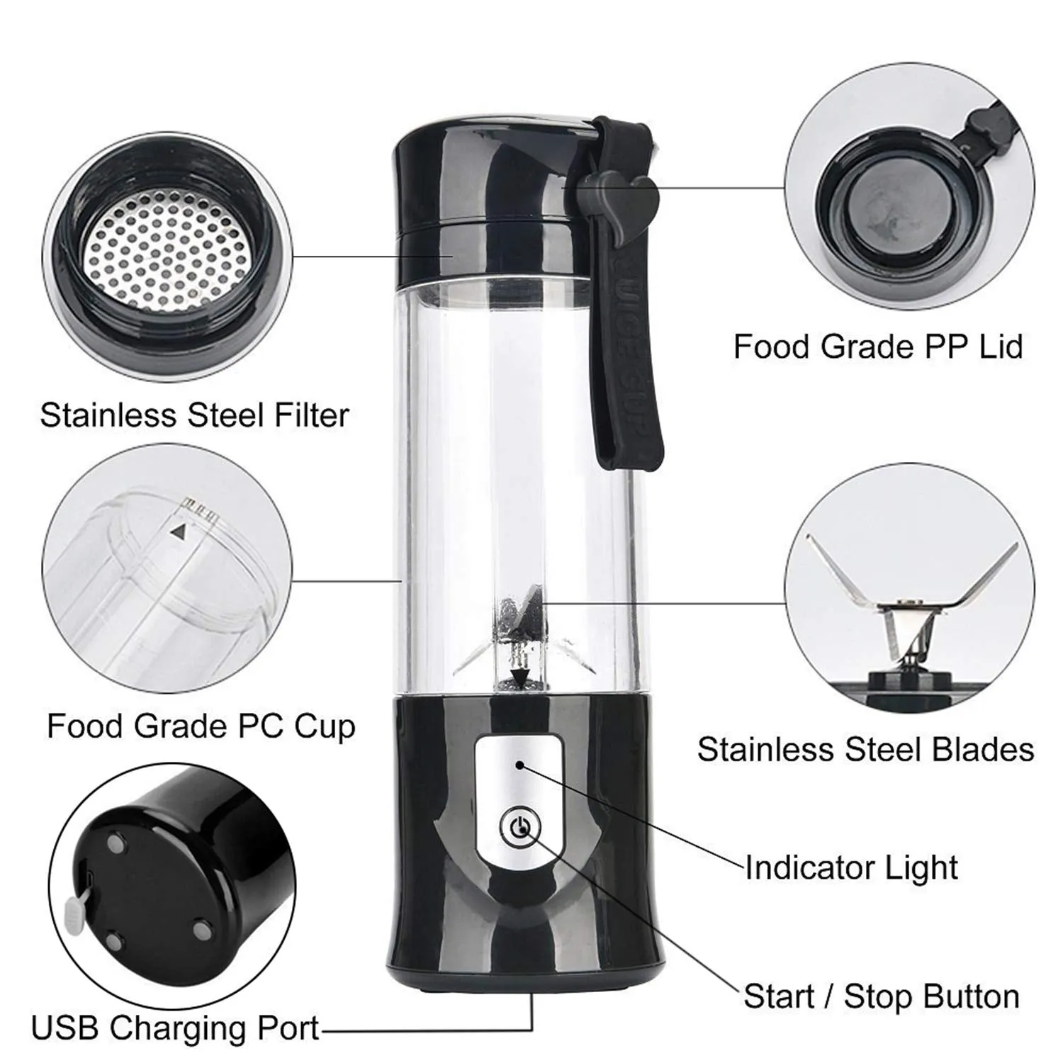 USB Rechargeable Portable Mini Fruit Blender Juicer Cup