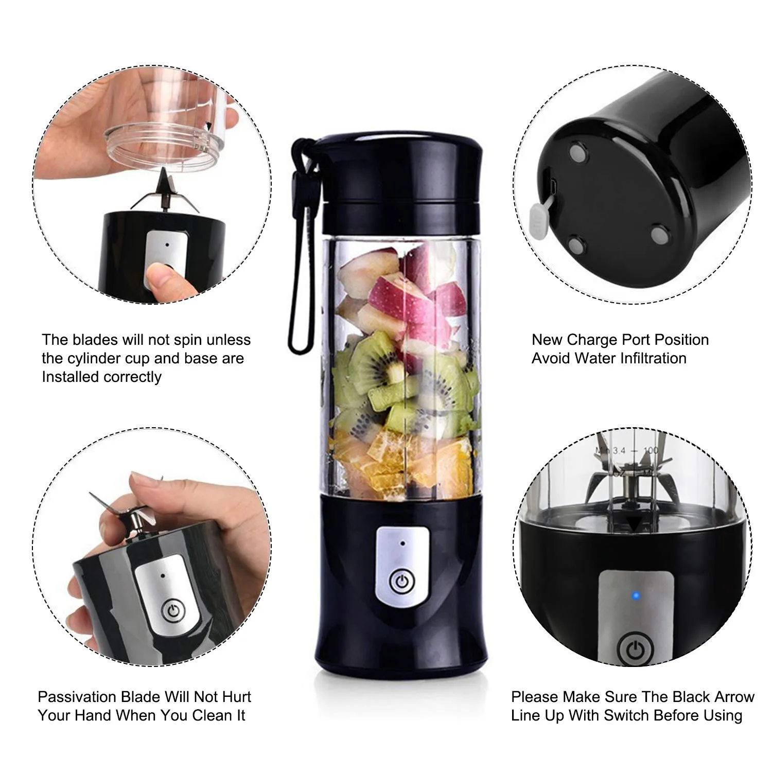 USB Rechargeable Portable Mini Fruit Blender Juicer Cup