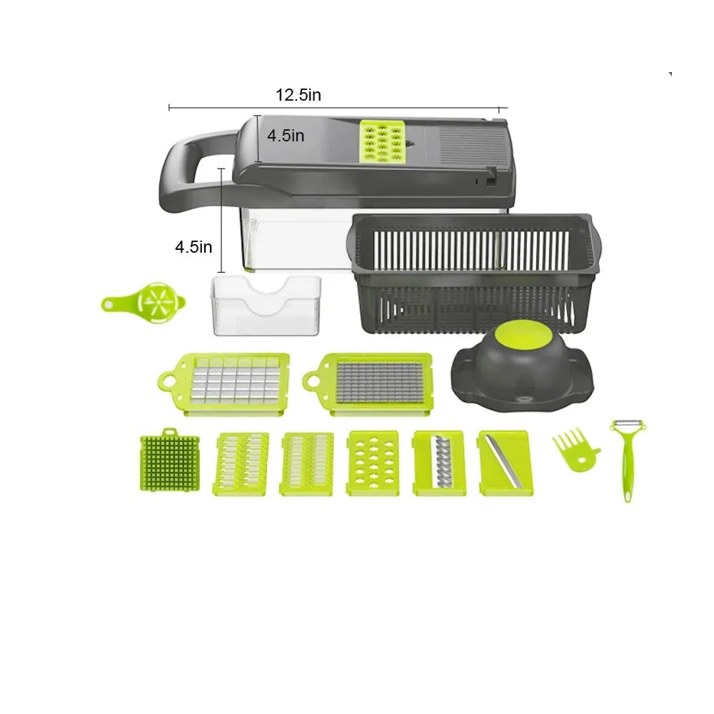 Vegetable Chopper 16 in 1 with Slicing Container 8 Blades Sink