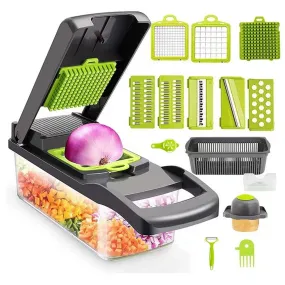 Vegetable Chopper 16 in 1 with Slicing Container 8 Blades Sink