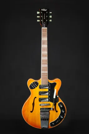 Vintage REVO Superthin Electric Guitar Amberburst