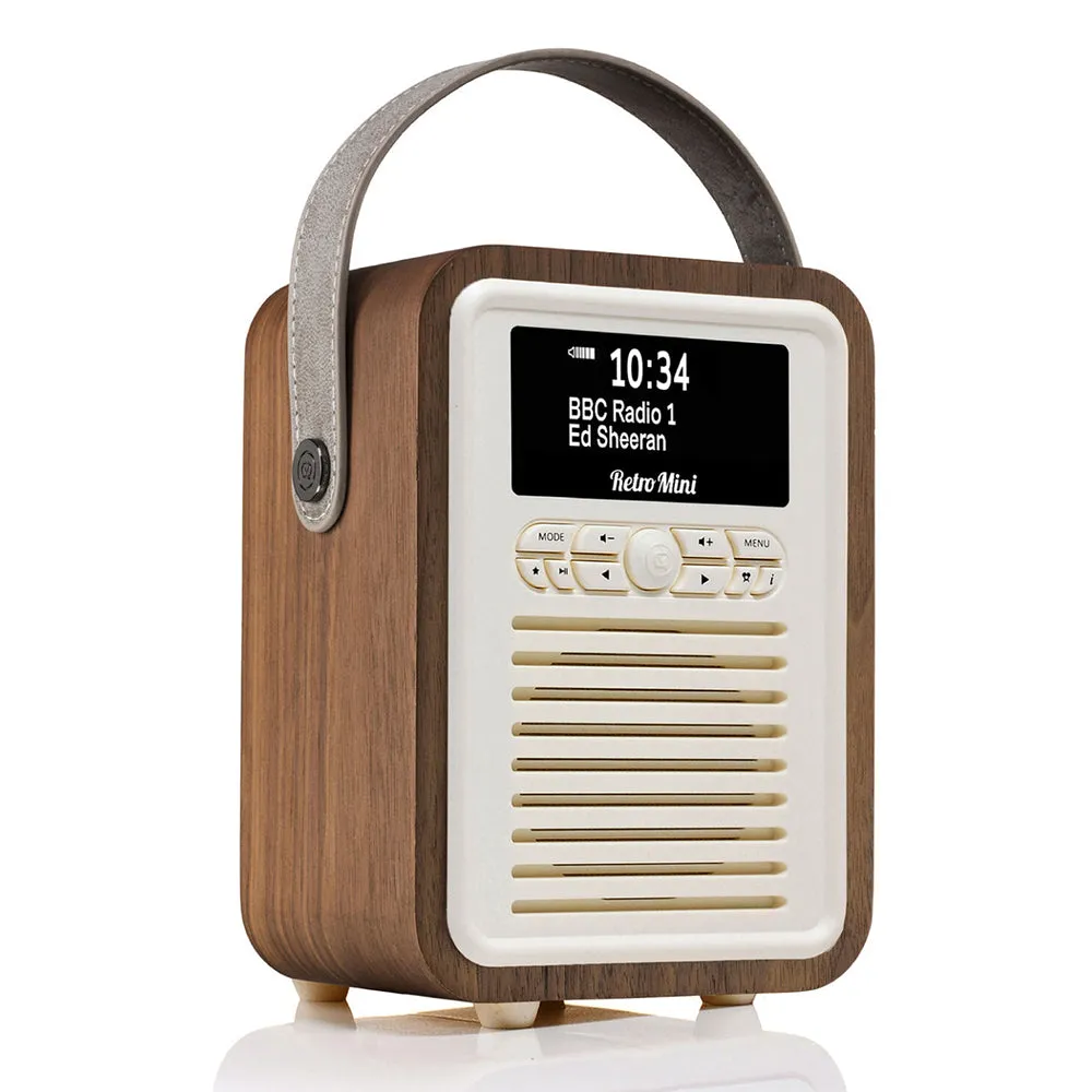 VQ Retro Mini DAB  Portable Radio with Bluetooth Speaker (Walnut)