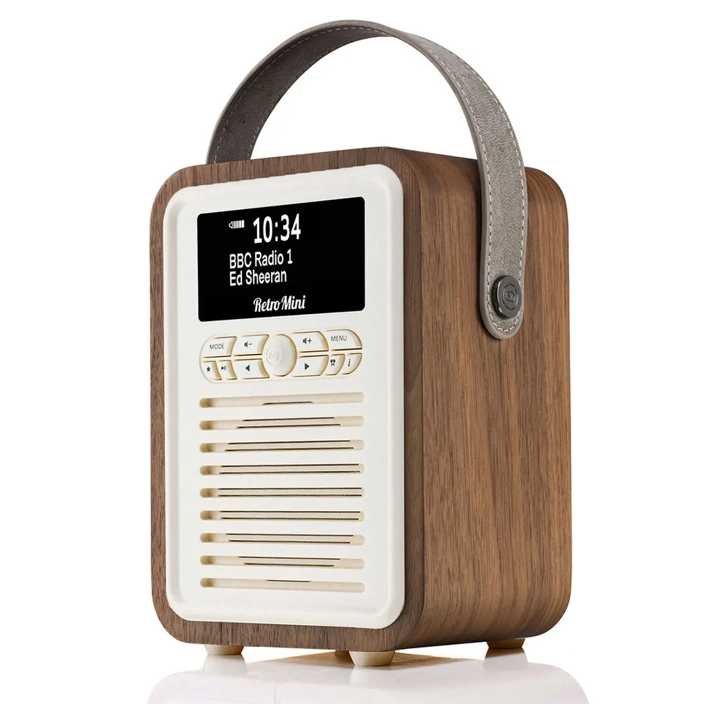 VQ Retro Mini DAB  Portable Radio with Bluetooth Speaker (Walnut)