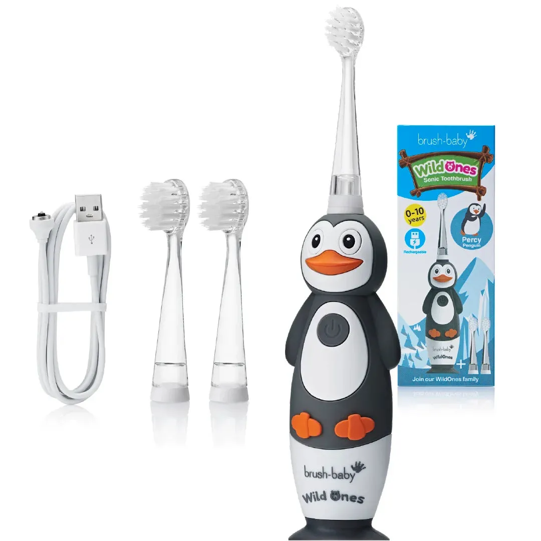 WildOnes™ Penguin Kids Electric Rechargeable Toothbrush and WildOnes Applemint Toothpaste