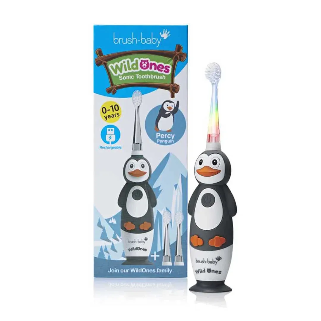 WildOnes™ Penguin Kids Electric Rechargeable Toothbrush and WildOnes Applemint Toothpaste