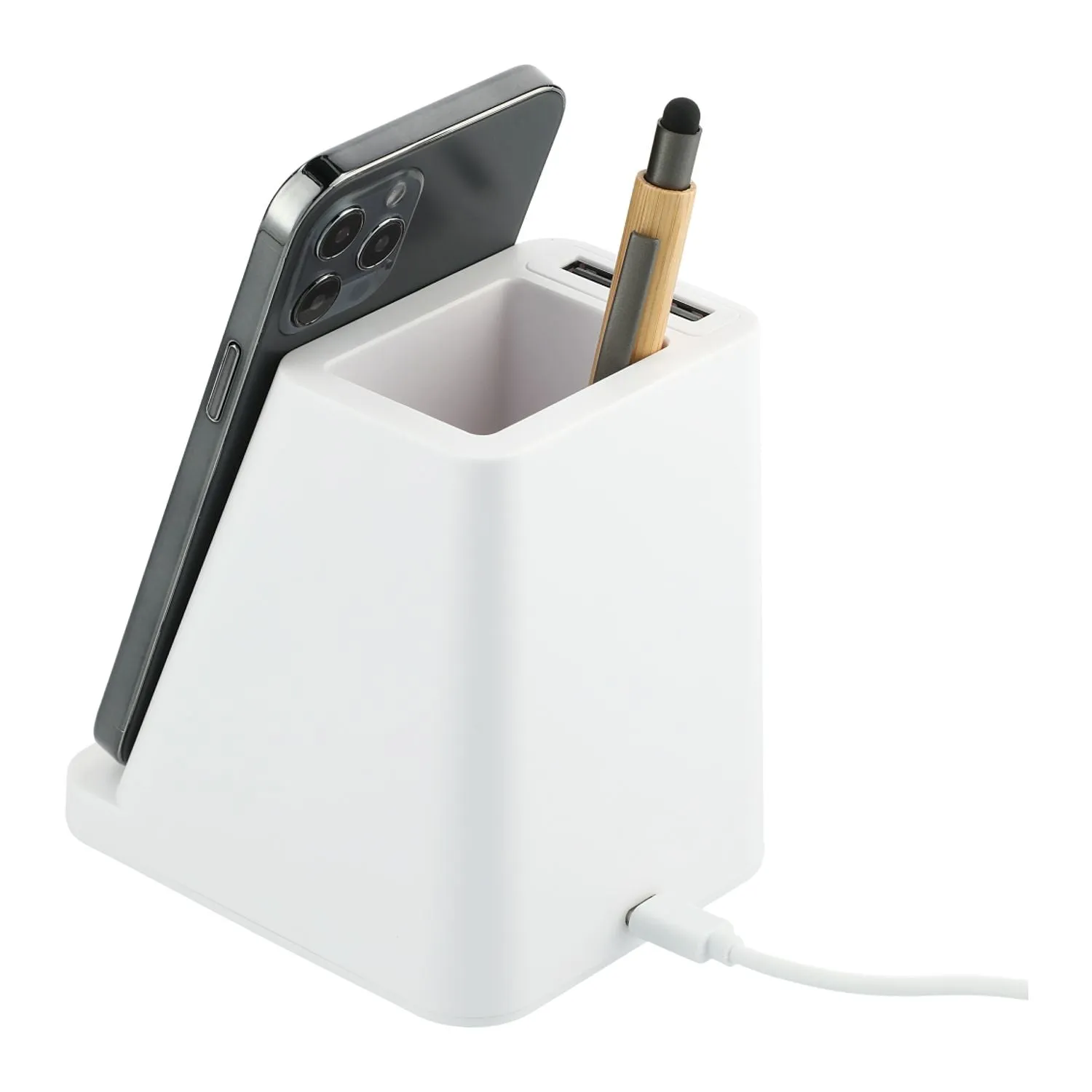 Wireless Charging Pen Holder w/ Dual Outputs