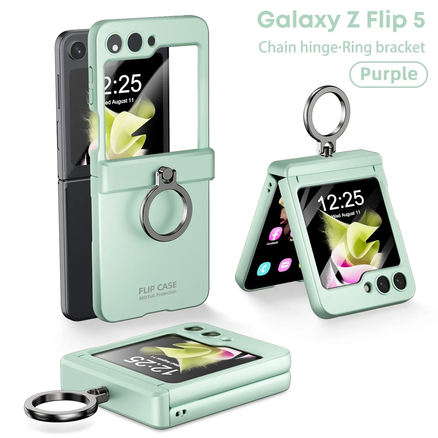 With Mirror Film Ultra Thin Skin Friendly Matte Phone Case Folding Hingle Ring Bracket For Samsung Galaxy Z Flip 5