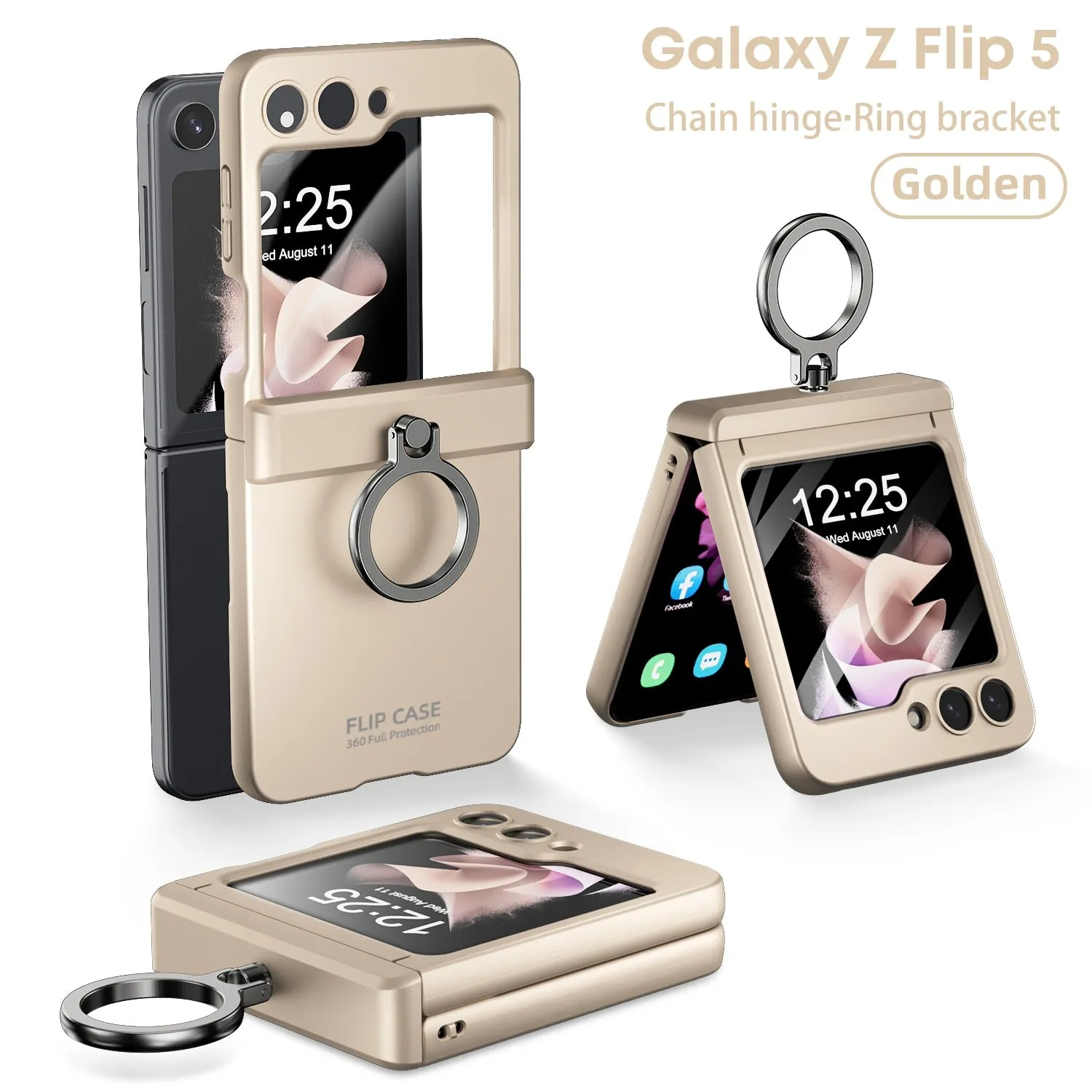 With Mirror Film Ultra Thin Skin Friendly Matte Phone Case Folding Hingle Ring Bracket For Samsung Galaxy Z Flip 5